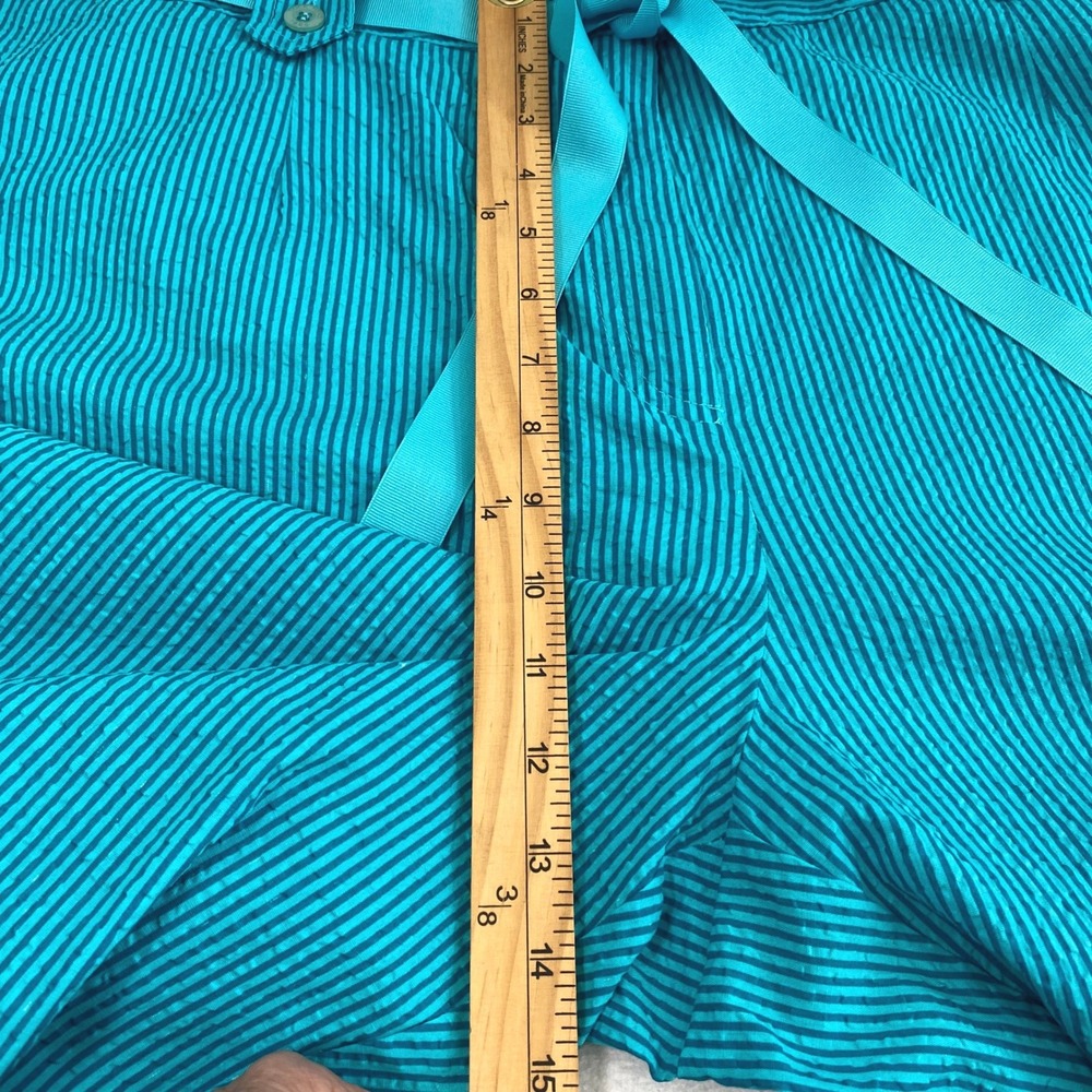 Duck Head Teal Blue Seersucker Striped Capri Pants‎ Plus Size 24W Coastal Summer - Picture 8 of 10